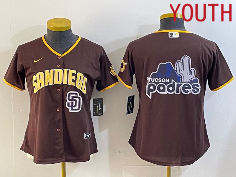 Youth San Diego Padres Blank Browm Game 2024 Nike MLB Jersey style 6->youth nfl jersey->Youth Jersey
